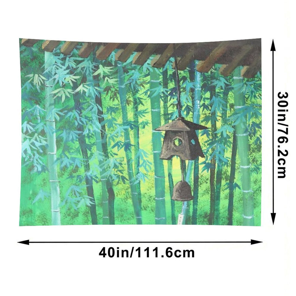 Summer Meditation Zen Japanese Garden Wind Chimes Bamboo Tapestry