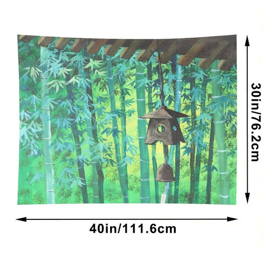 Summer Meditation Zen Japanese Garden Wind Chimes Bamboo Tapestry