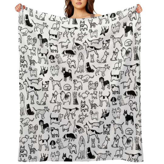 Black And White Dogs Pattern Eco-conscious Throw Blanket