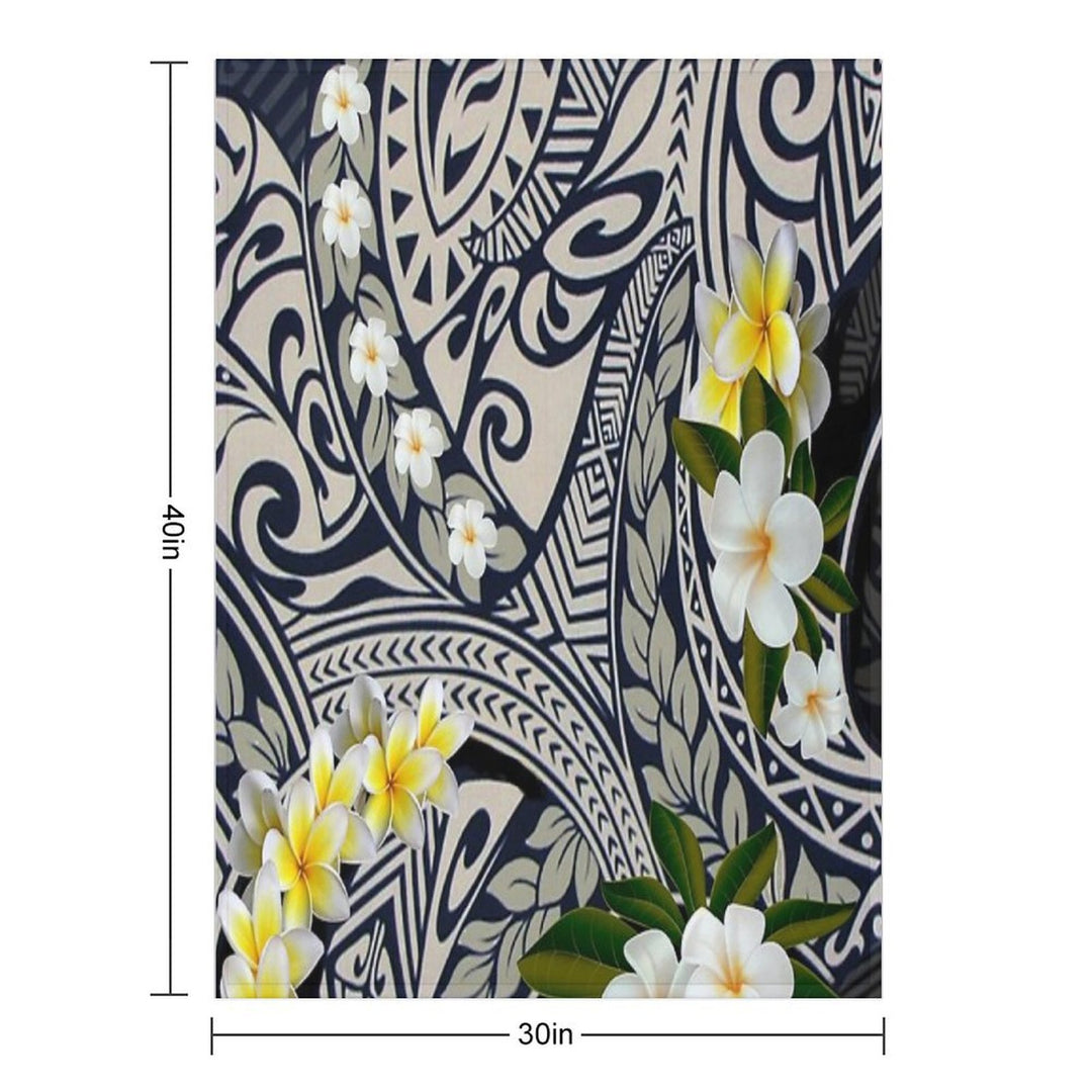 Traditional Hawaiian Tapa And Plumeria Shrink-resistant Throw Blanket