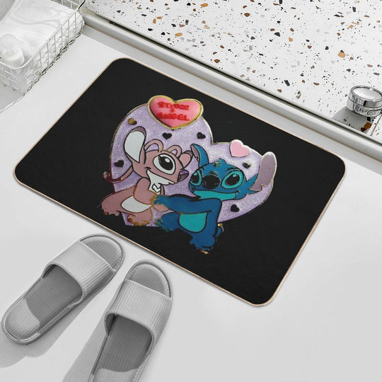 Stitch And Angel in Love  Non-Slip Bath Mat