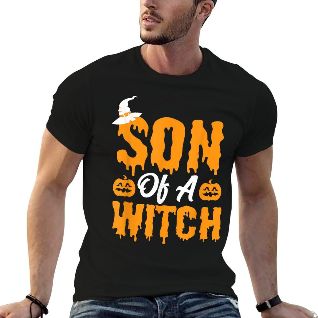 Son of A Witch Halloween Trick Or Treat Boys Wizard  High-quality Stitching T-Shirt