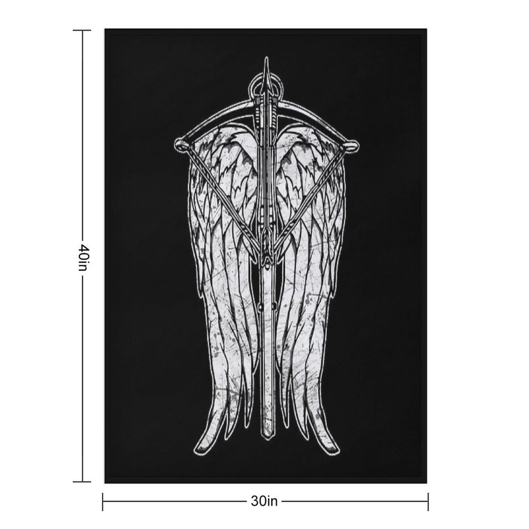 Angel Wings And Crossbow (Dirty) Durable Throw Blanket