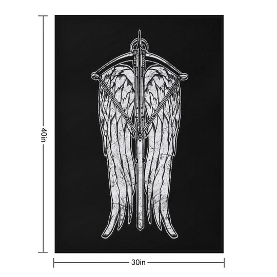 Angel Wings And Crossbow (Dirty) Durable Throw Blanket