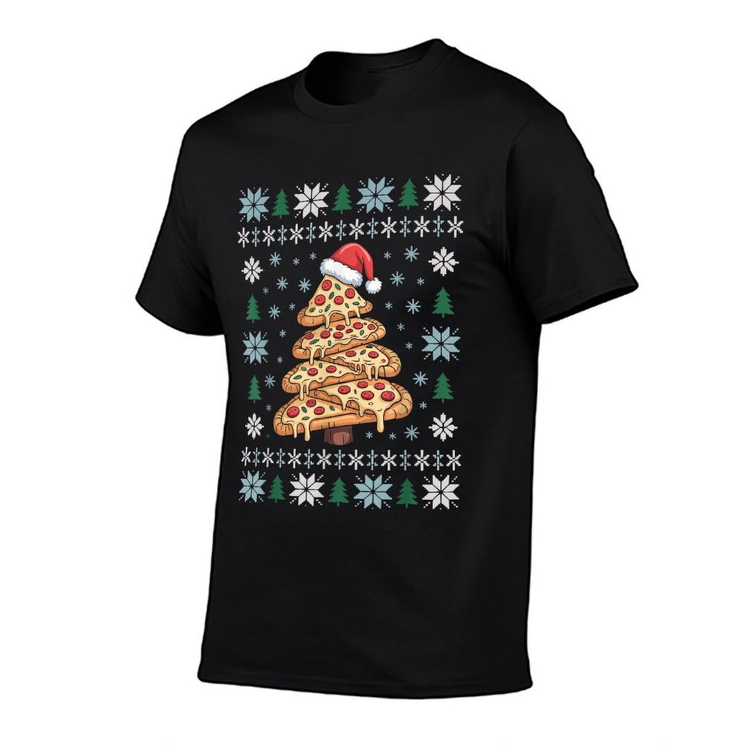 Ugly Christmas Pizza Tree Funny Holiday Food Xmas Women Men  Summer-ready Fabric T-Shirt