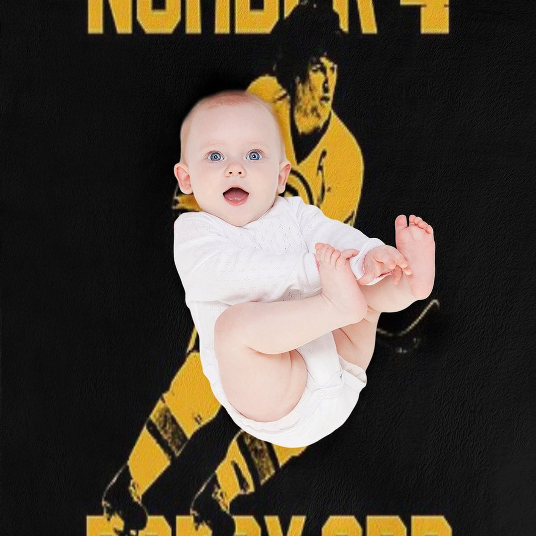 Bobby Orr Number 4 - The Yellow Stencil Travel-friendly Throw Blanket