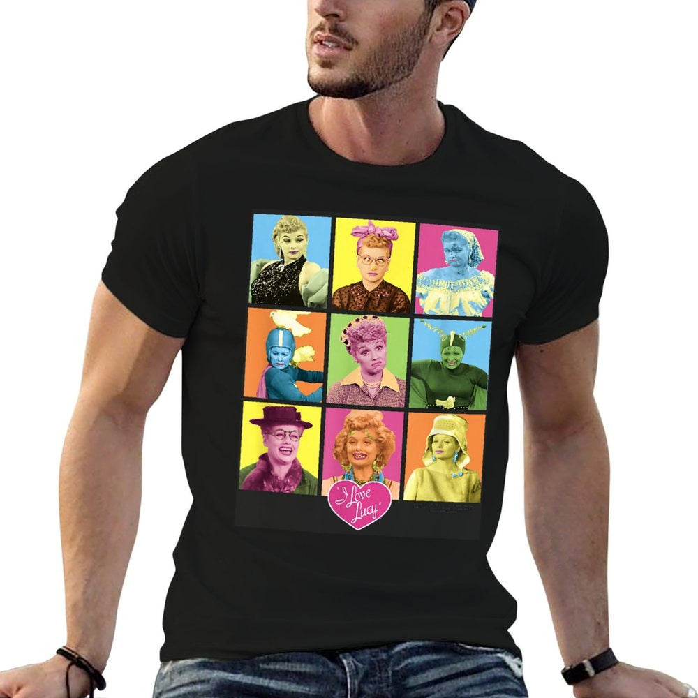 I Love Lucy So Many Faces  Ribbed Collar T-Shirt