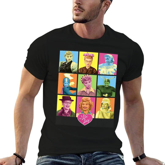 I Love Lucy So Many Faces  Ribbed Collar T-Shirt