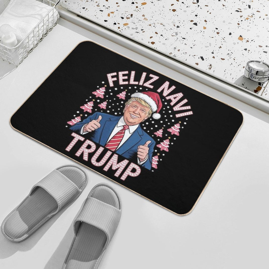 Trump Ugly Christmas Sweater Feliz Navi Trump  Toxin-Free Bath Mat