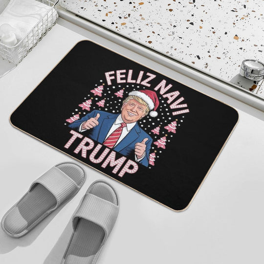 Trump Ugly Christmas Sweater Feliz Navi Trump  Toxin-Free Bath Mat