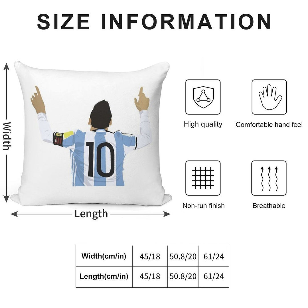 Lionel Messi Sticker Soft Reinforced Edging Throw Pillow