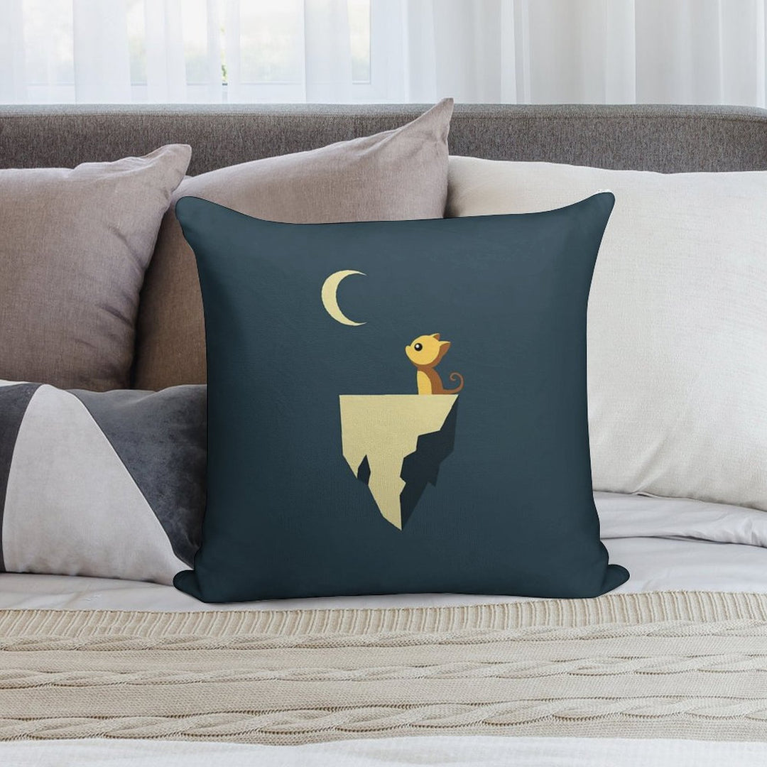 The Moon And The Meow Soft Reinforced Edging Throw Pillow
