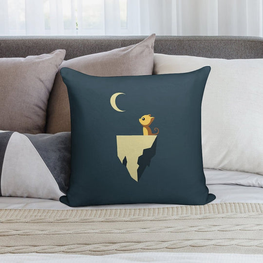 The Moon And The Meow Soft Reinforced Edging Throw Pillow