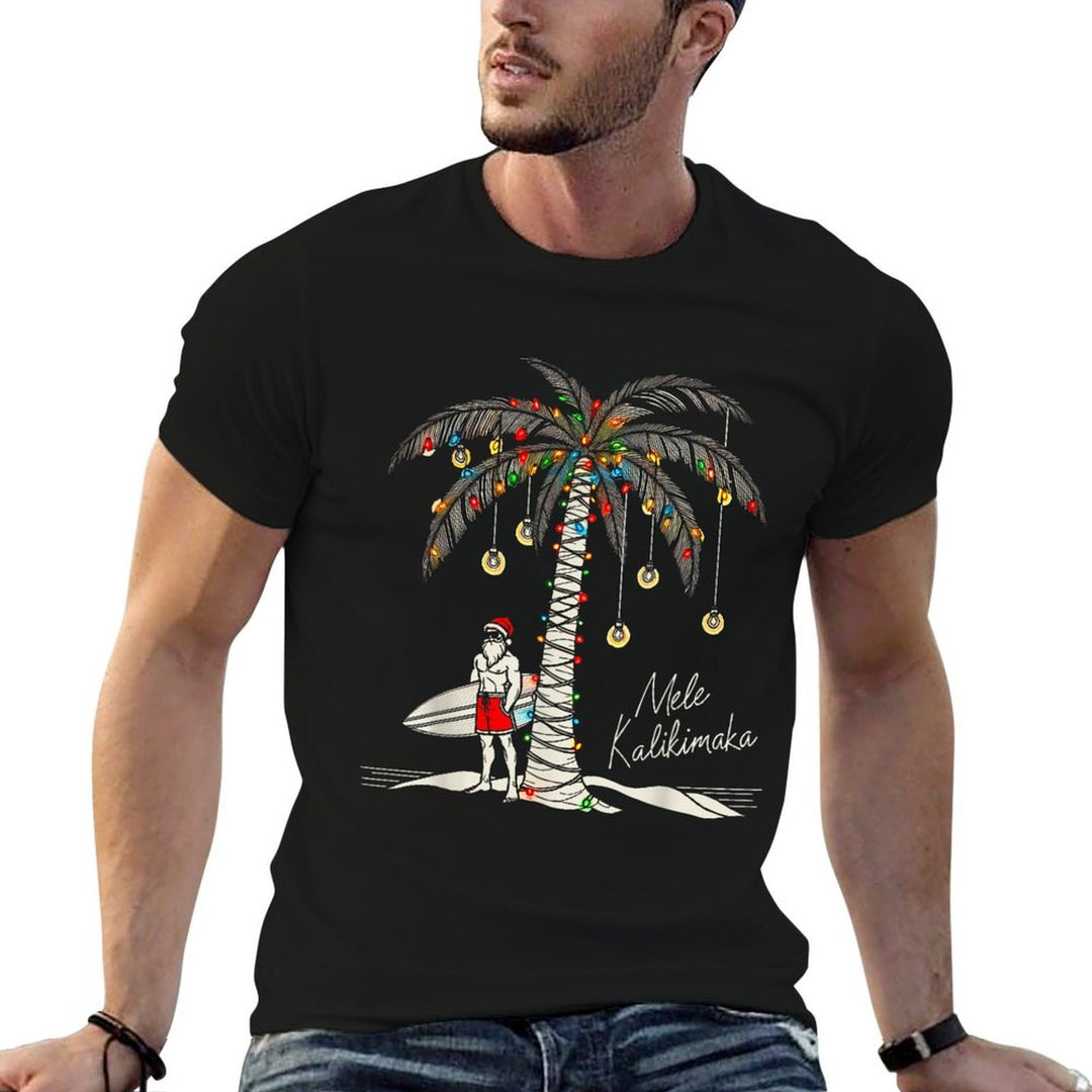 Mele Kalikimaka Hawaiian Surf Warm Funny Hawaii Christmas  Easy-care T-Shirt