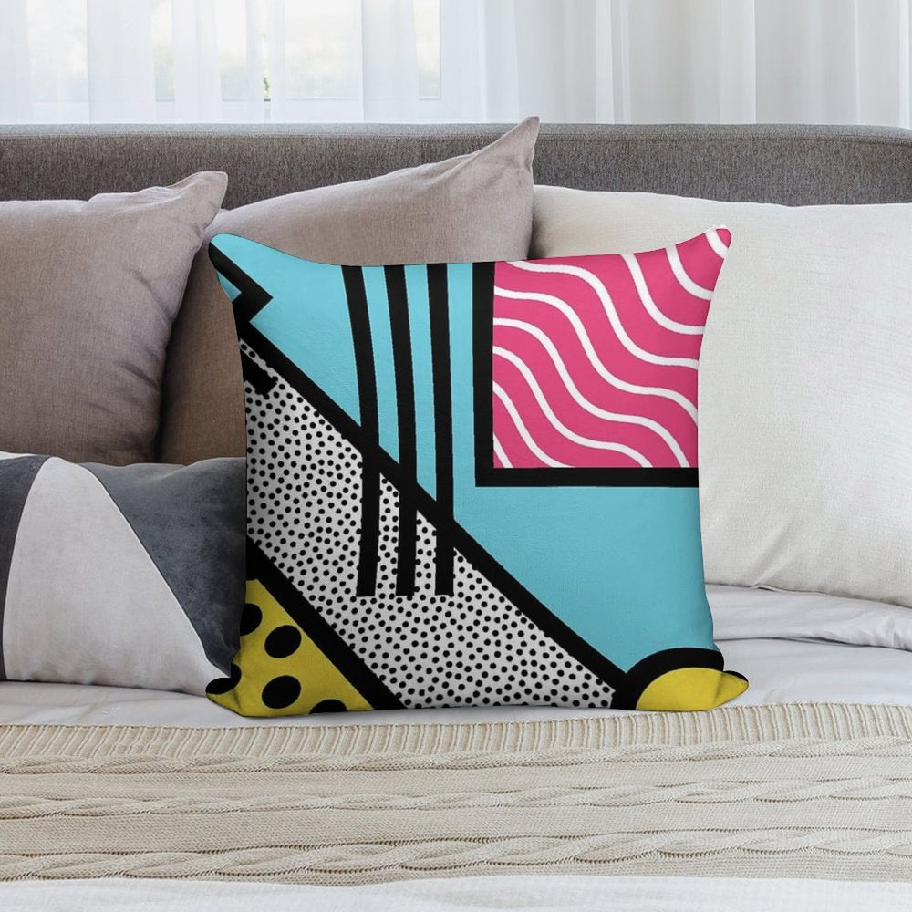 Abstract 80s Memphis Pop Art Style Graphics Soft Shrink-Resistant Throw Pillow