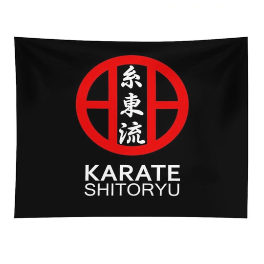 Karate Shitoryu Kanji And Symbol White Text Tapestry