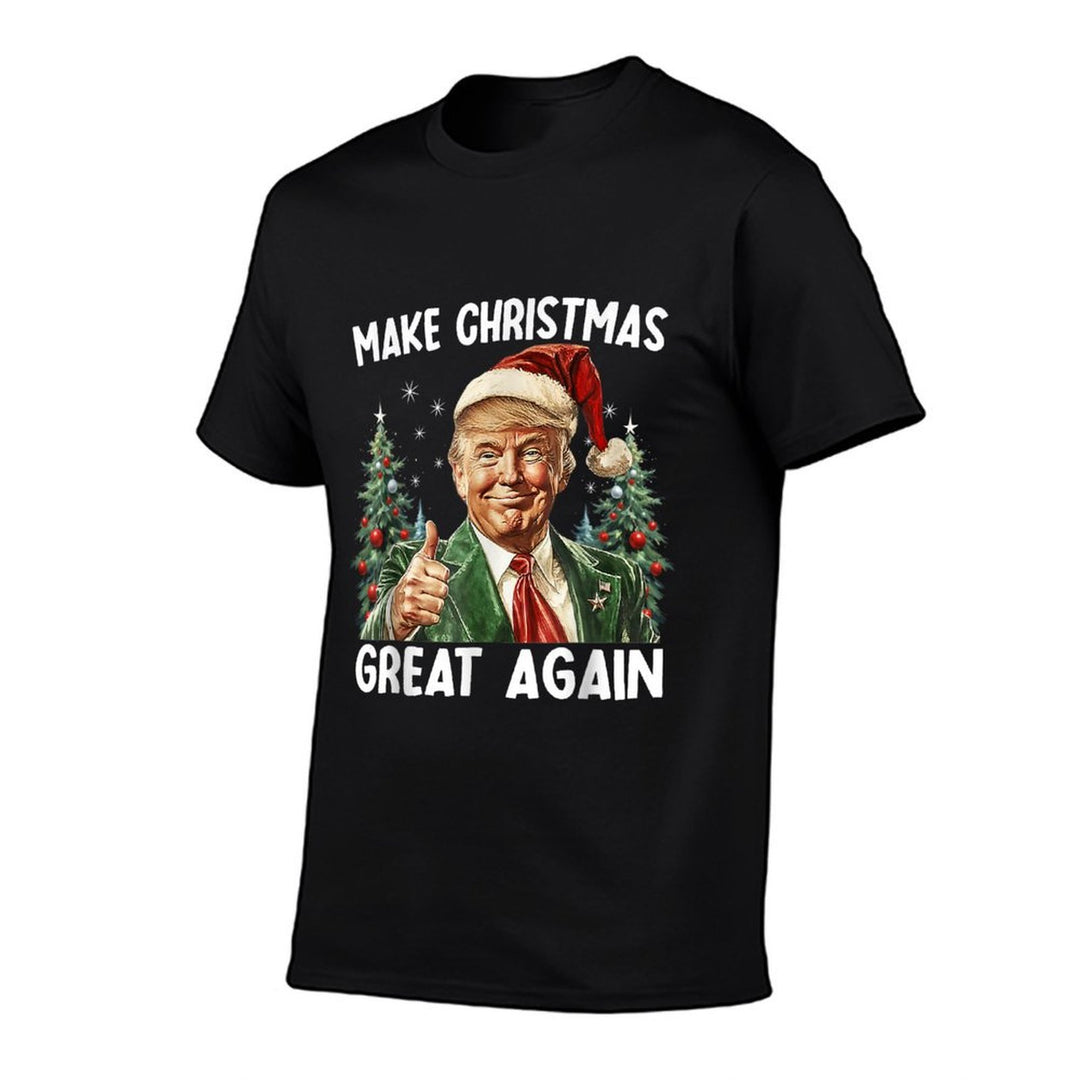 Make Christmas Great Again Funny Santa Trump 2025 Men Xmas  Polyester Blend T-Shirt