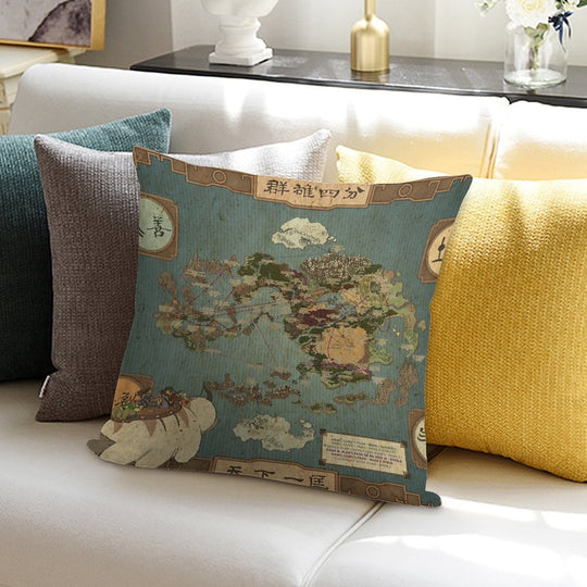 Avatar The Last Airbender Map Soft High-Density Material Throw Pillow