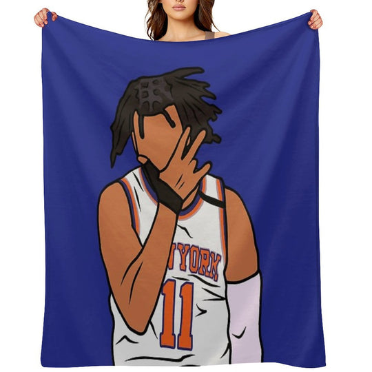Jalen Brunson 3 Point Celebration Eco-conscious Throw Blanket