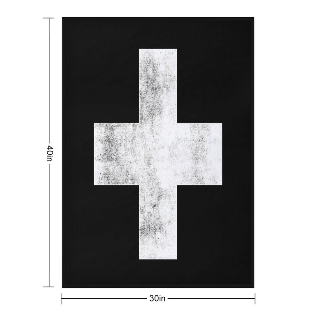 Black And White Swiss Cross Easy Care Throw Blanket