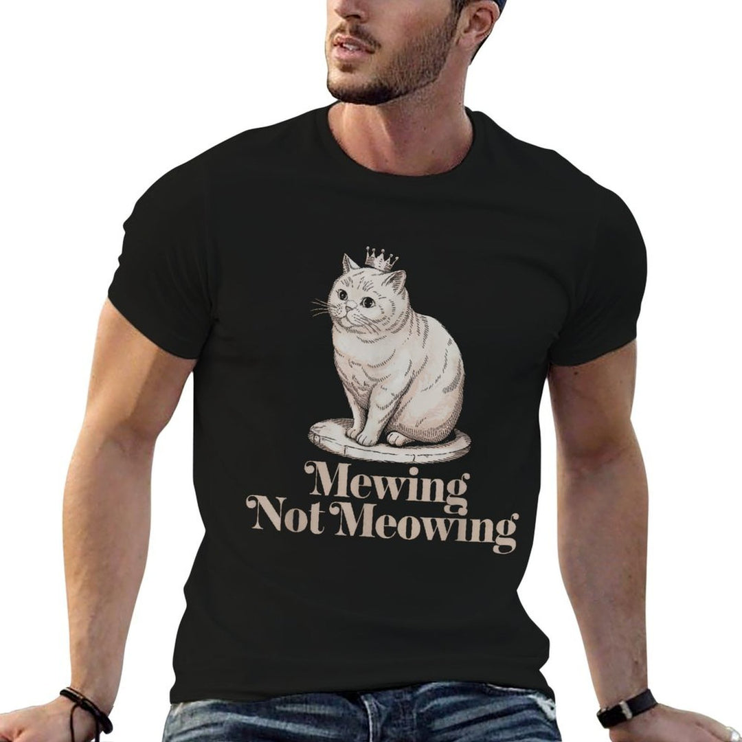 Funny Cat Meme Tshirt Mewing LooksMax Meowing Cat Trend for Men Women Girls Kids  Soft T-Shirt