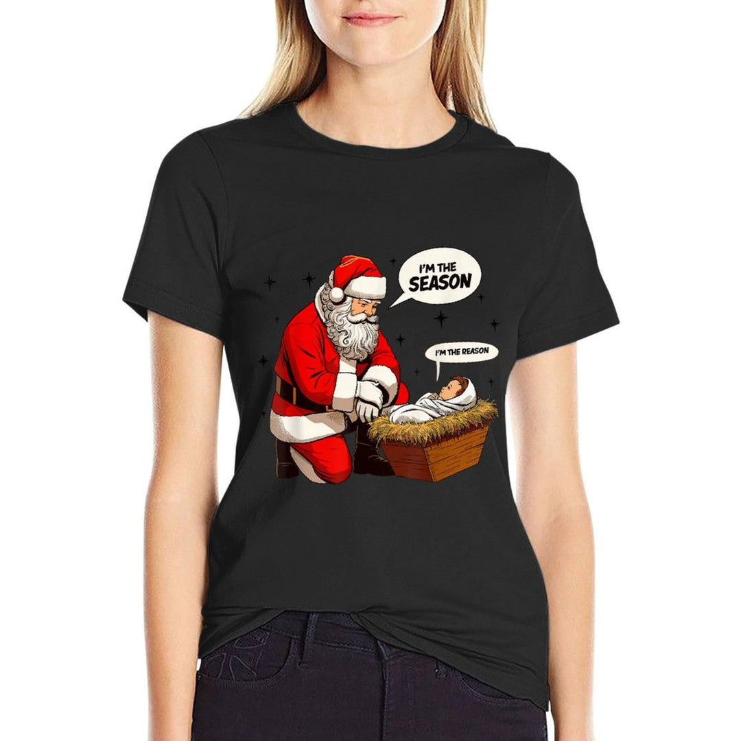Christmas Jesus Is The Reason For The Season Christian Santa  Lightweight T-Shirt