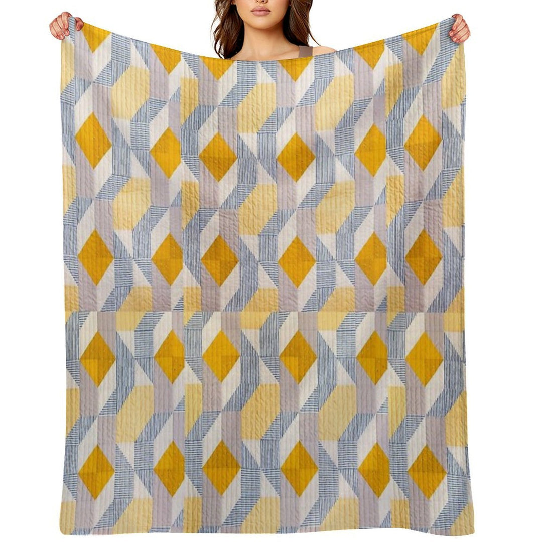 Quilted Geometric Patchwork Ethic Pattern Boho Wrinkle-free Throw Blanket