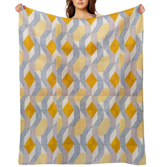 Quilted Geometric Patchwork Ethic Pattern Boho Wrinkle-free Throw Blanket