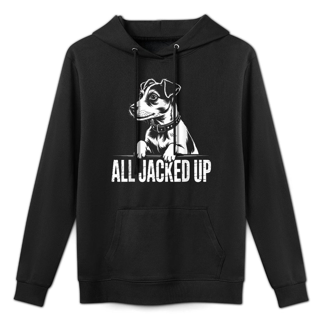 Jack Terrier Jacked Funny Dog Pun Humor Gift Medium-Weight Fabric Hoodie