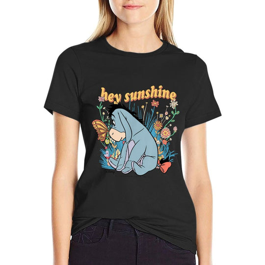 Winnie The Pooh - Hey Sunshine Eeyore  Rolled Sleeves T-Shirt
