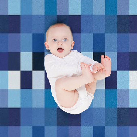 Squares Shades of Azure Machine-washable Throw Blanket