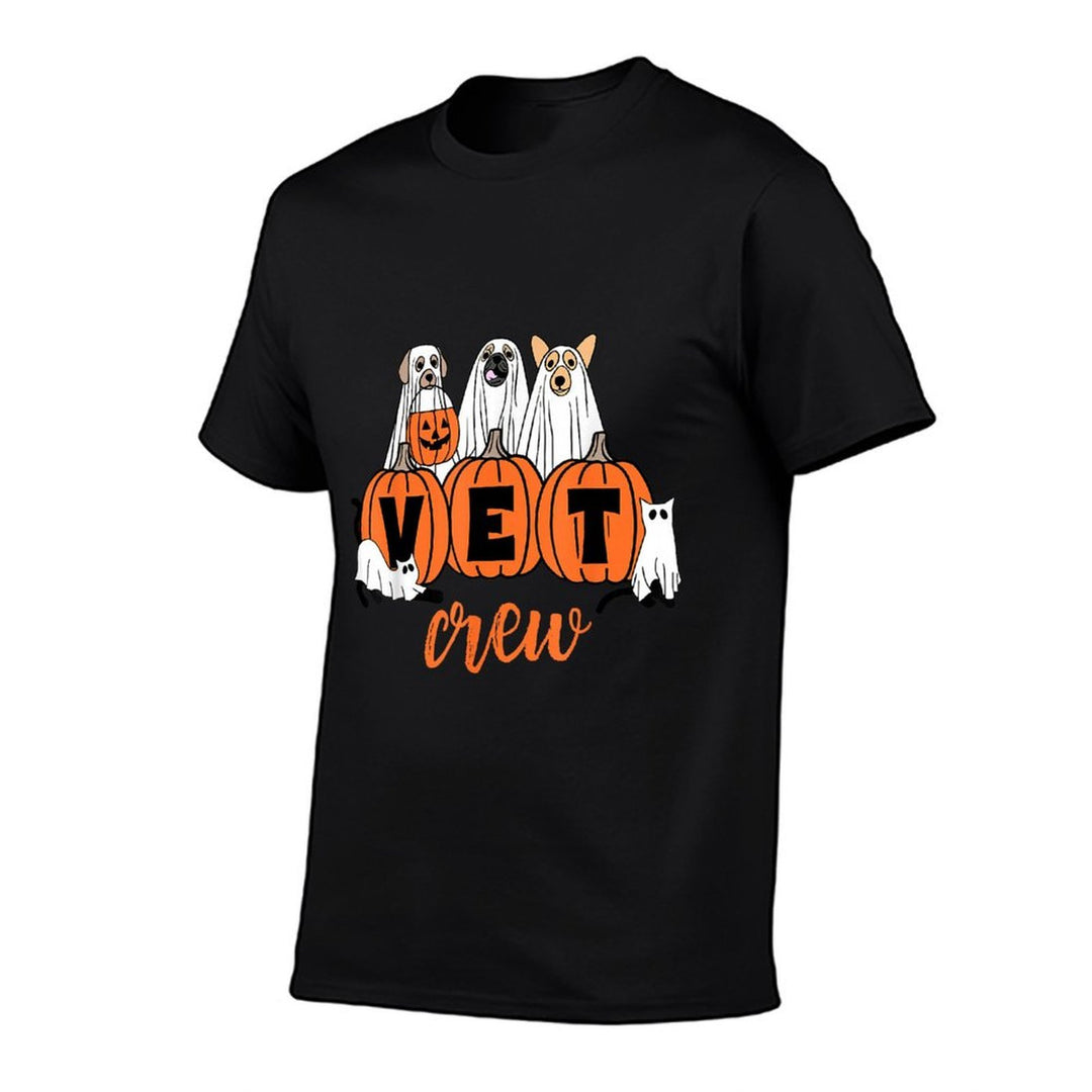 Halloween Vet Crew Pumpkin Dog Cat Ghost Veterinary Vet Tech  Stretchy T-Shirt