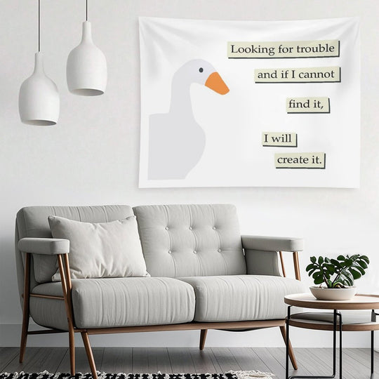 Looking for Trouble Goose Tapestry