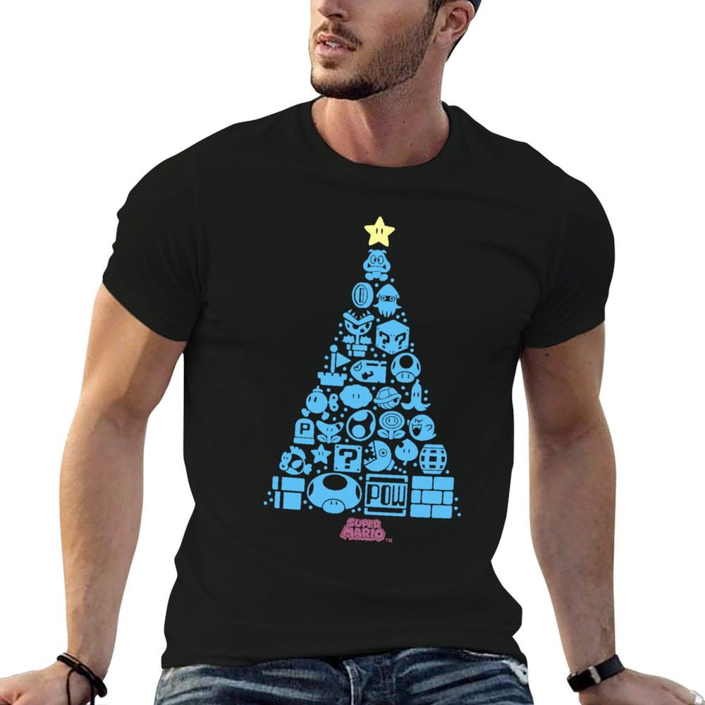 Super Mario Item Characters Christmas Tree Graphic  Vintage-inspired T-Shirt