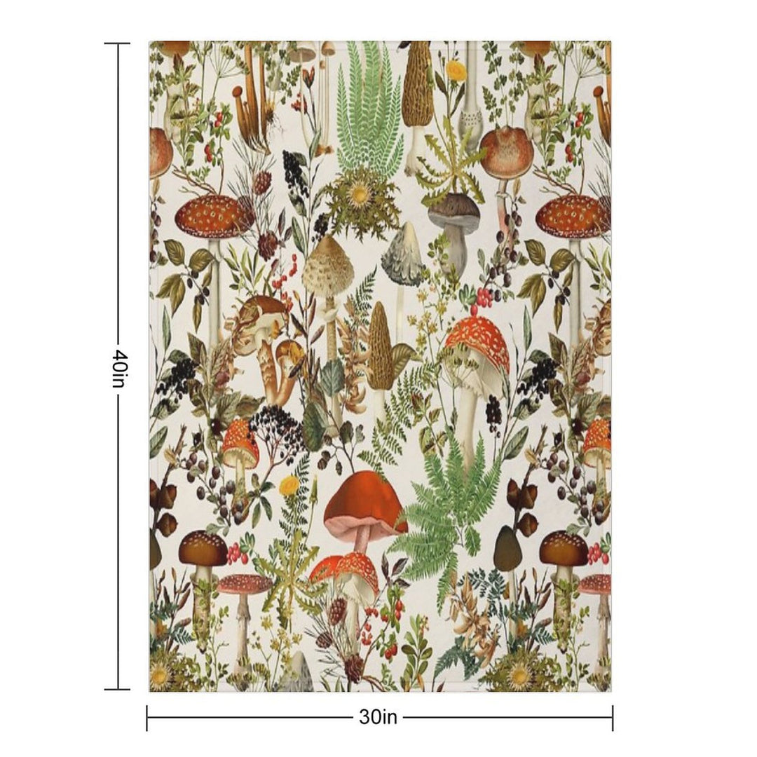 Vintage Mushrooms Forest Botanical Garden Pattern - Beige Nightgarden Compact Throw Blanket