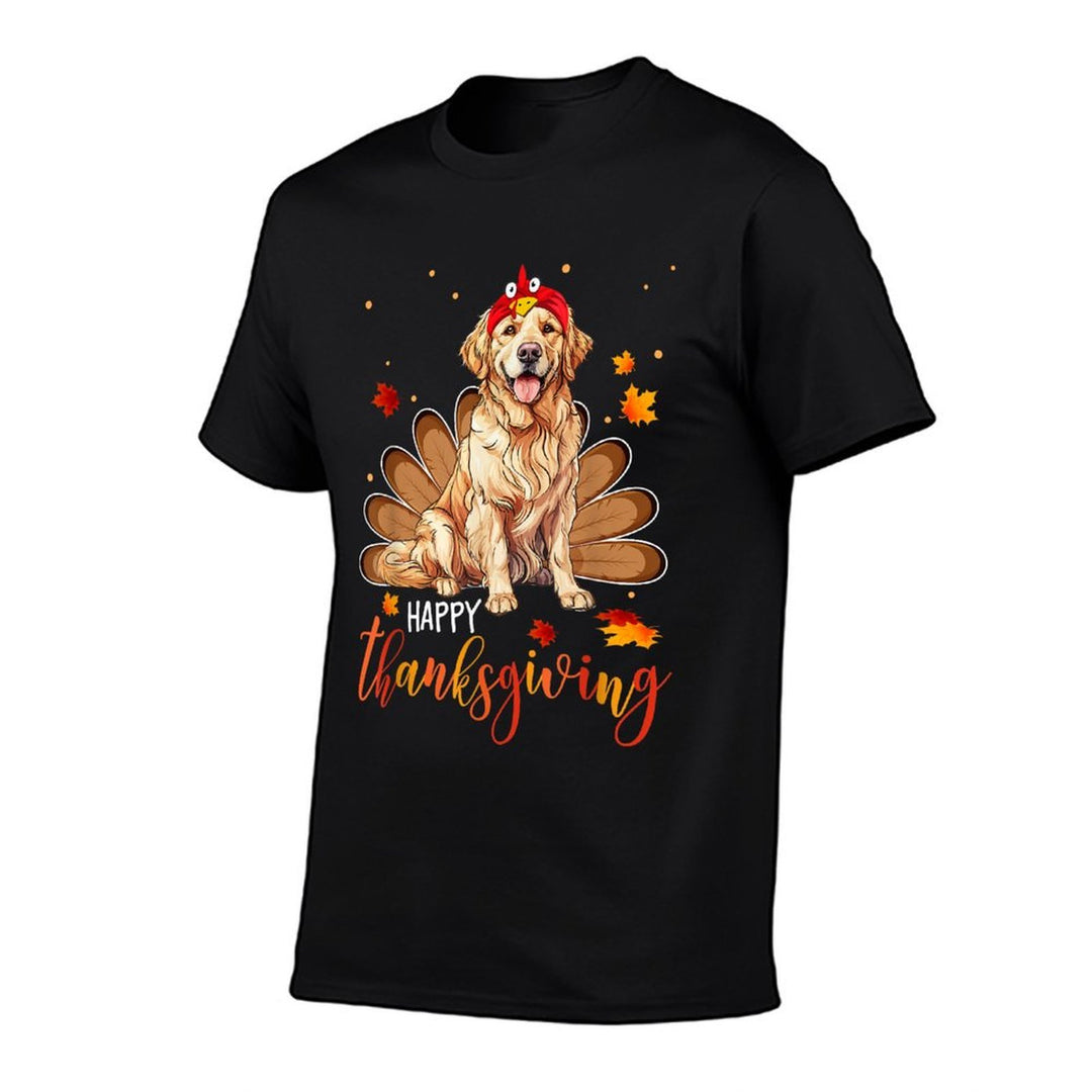 Cute Golden Retriever Happy Thanksgiving Turkey Dog for Men Women Girls Kids  Classic T-Shirt
