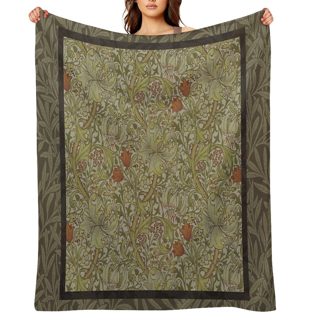 William Morris Floral Lily Willow Art Print Design Sustainable Throw Blanket