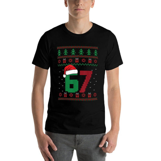 Six Seven Christmas 6 7 Ugly Christmas Sweater  Ribbed Collar T-Shirt