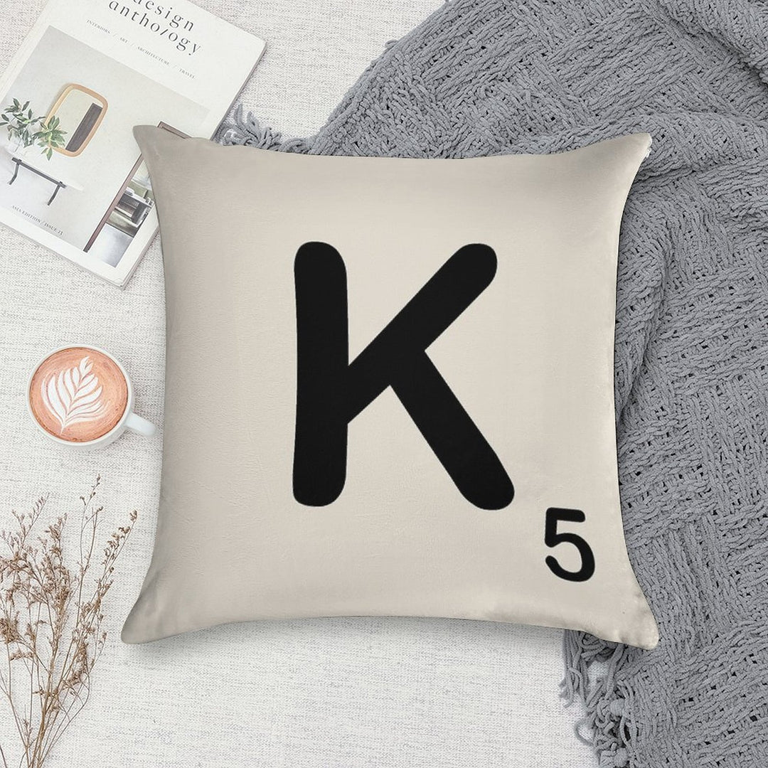 Scrabble Tile K Soft Decorative Cover Throw Pillow