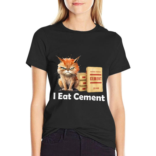 I Eat Cement Cursed Cat Funny Oddly Specific Meme  Slim-fit Cut T-Shirt