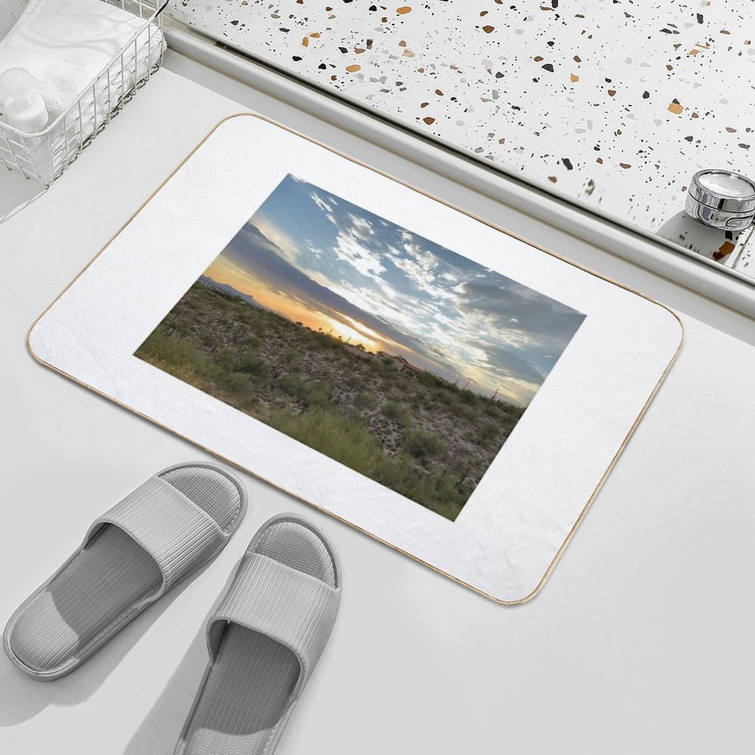 Sunset over Desert Mountain  Long-Lasting Bath Mat