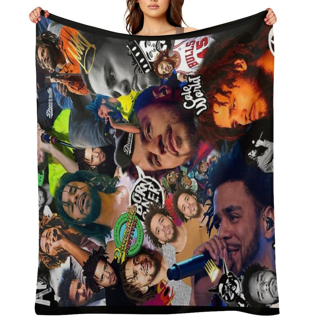 J Cole Collage Easy Care Throw Blanket