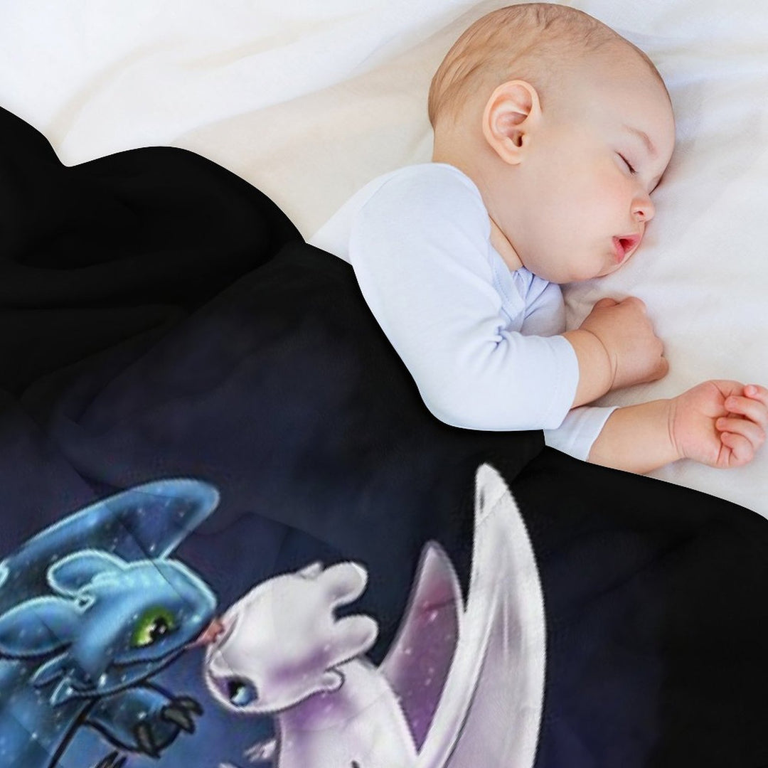 Dragon Heart - Starry Dragons - Toothless And Light Fury Travel-friendly Throw Blanket