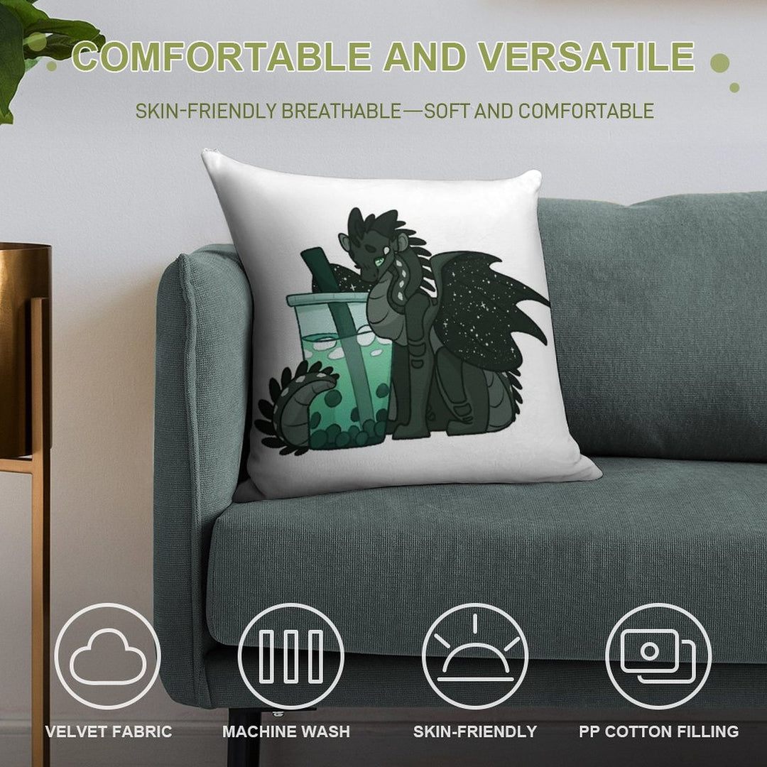 Moon with Boba Soft Hidden Zipper Throw Pillow