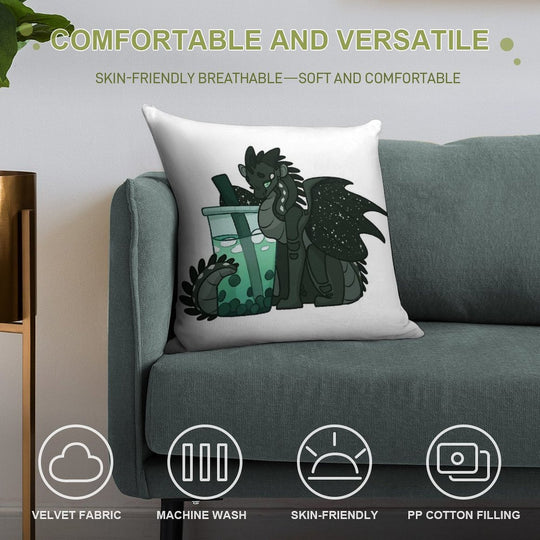 Moon with Boba Soft Hidden Zipper Throw Pillow