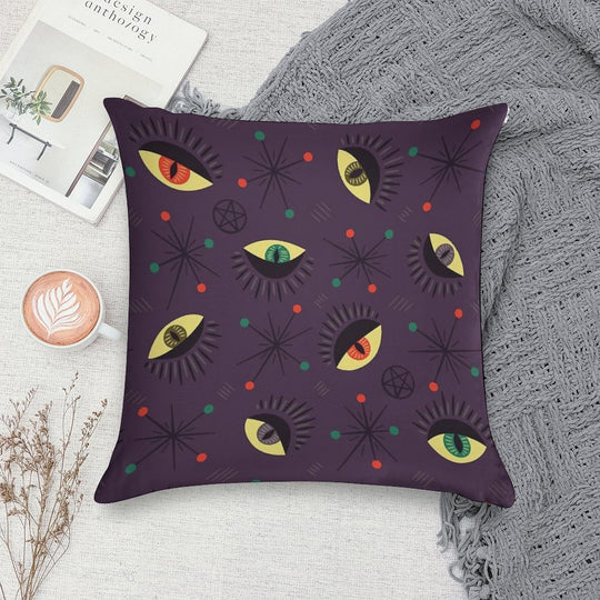 Reptile Witch Ghost Eyes Retro Pattern Soft Durable Construction Throw Pillow
