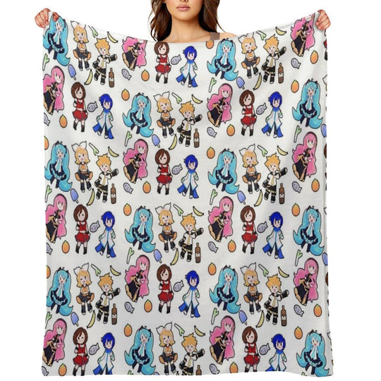 Vocaloid Chibi Chaos! Anti-pilling Throw Blanket