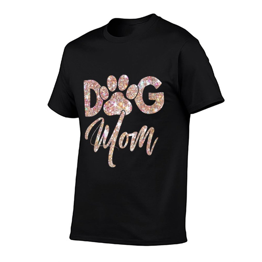 Womens Rose Pink Dog Mom Text Pet Paw Print Animal Lover Gift  Cotton T-Shirt