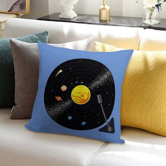 Solar System Vinyl Record Soft Anti-Pilling Throw Pillow