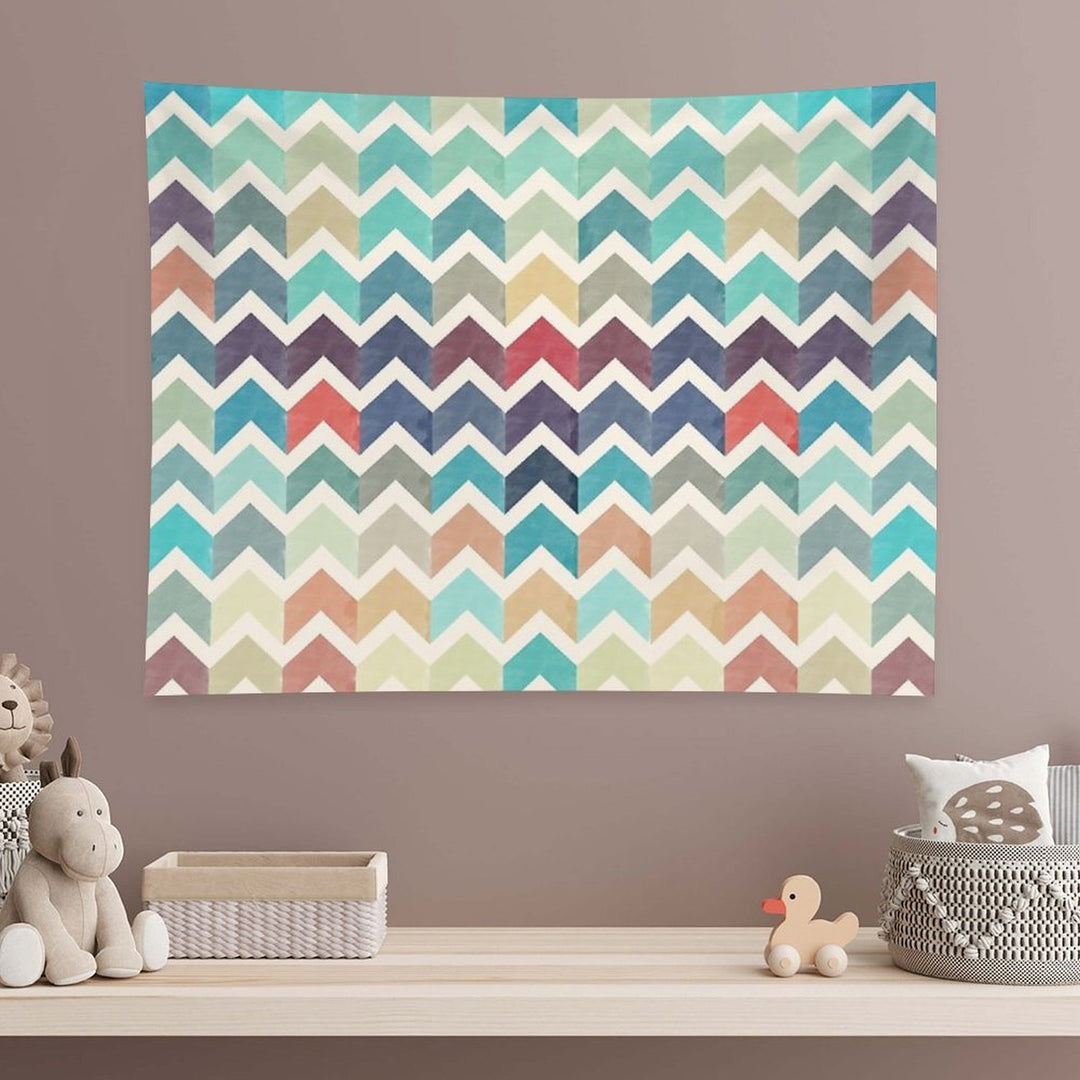Watercolor Chevron Pattern Tapestry